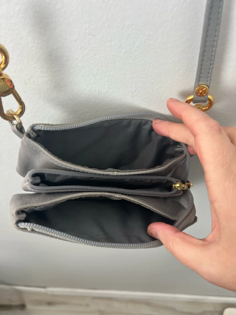 Kelly Tooke Gray Leather Crossbody Bag